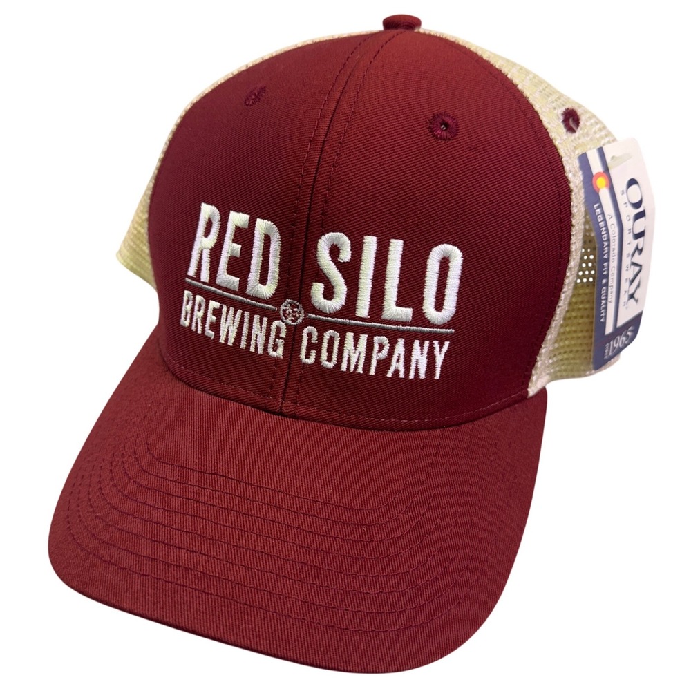 Ouray Sportswear Red Silo Brewing Company Trucker Hat Burgundy Cream 51073 NWT
